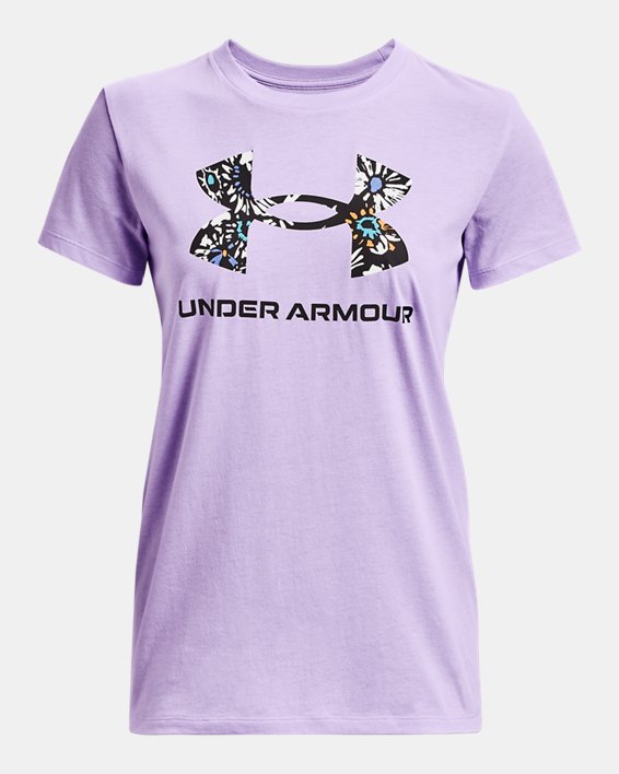 女士UA Sportstyle Graphic短袖T恤 in Purple image number 4